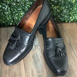 ⁀➷ Allen Edmonds Men’s Leather Tassel Black Loafers Shoes 9 1/2 B (B-845)